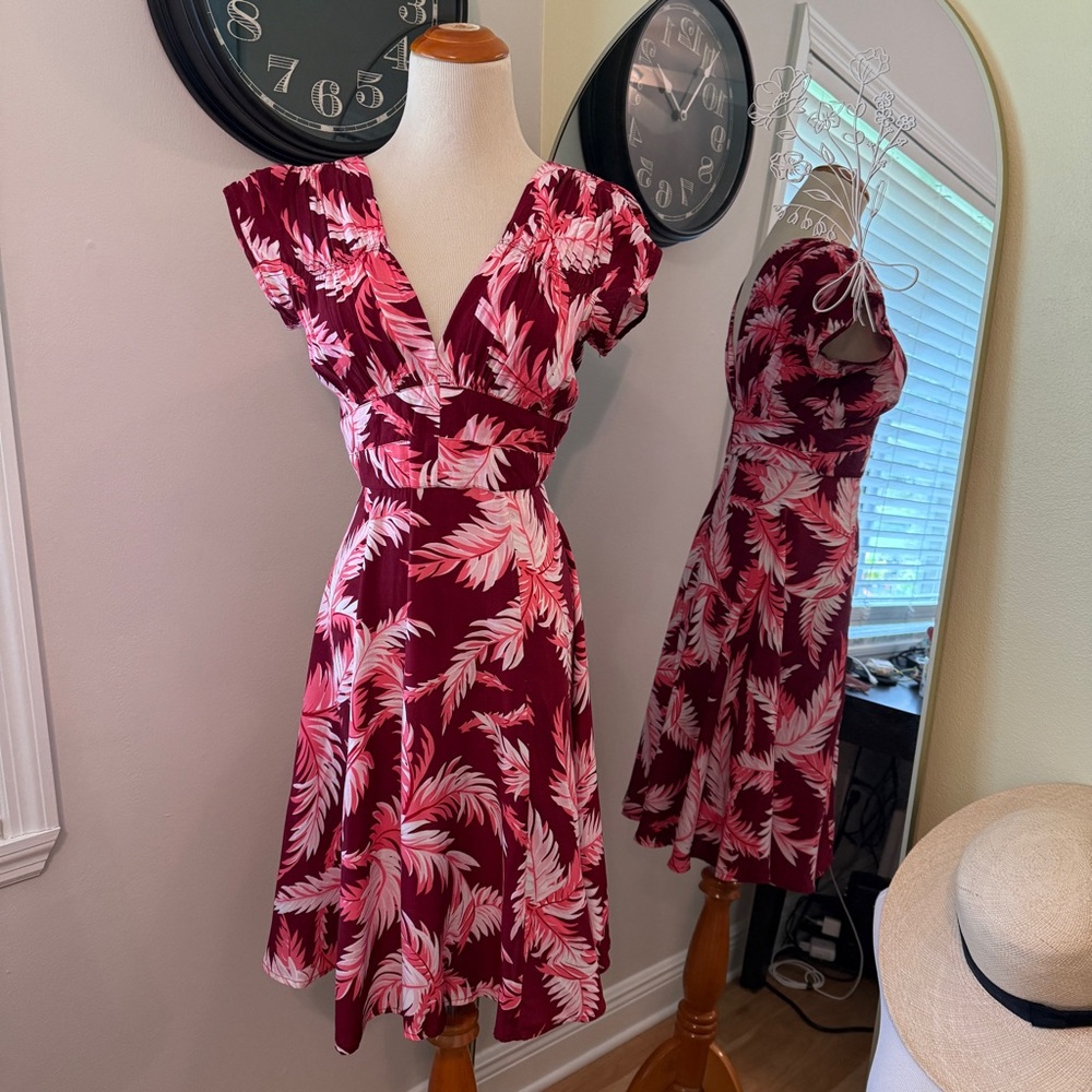 Trashy Diva size 4 Hawaiian palm fronds print 40’s dress